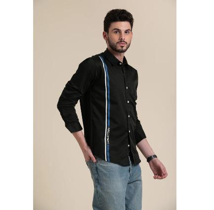 BOTTLE GREEN STRIPE PRINT SHIRT