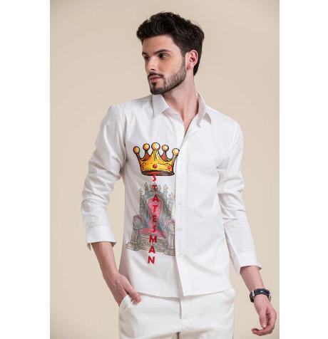 CROWN STATEMAN PRINTED WHITE SHIRT