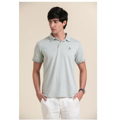Light Green Pure Cotton Polo Collar T-shirt
