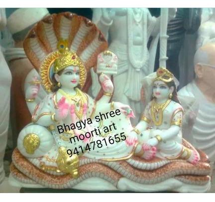 Pure White Marble Laxmi Narayan Statue