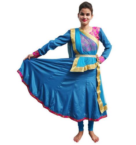 Kathak Costume Firozi and Magenta Anarkali Dress