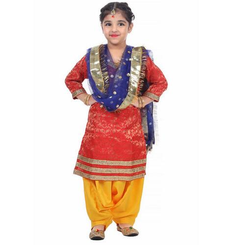 Punjabi Dress for Girls Traditional Folk Dance Costume for Kids
