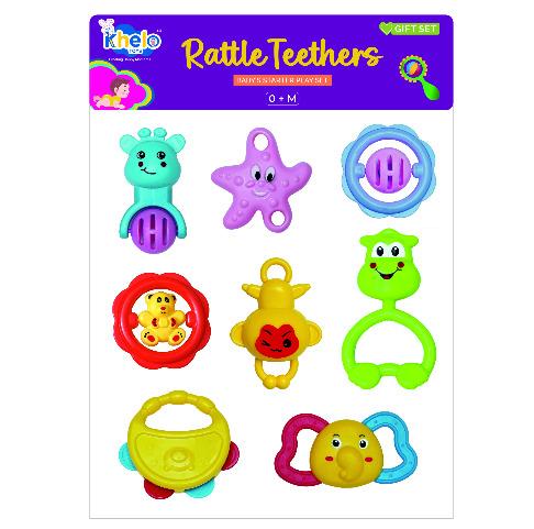 Rattle Toys Set of 8 Pcs With Silicon Teether