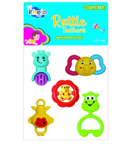 Rattle Toys Set of 5 Pcs With Silicon Teether