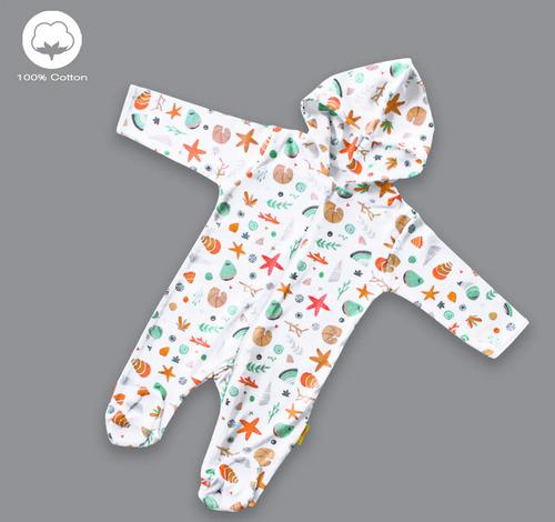 Born Babies Baby Boy & Baby Girl casual Cotton Printed Zipper Romper With Hooded