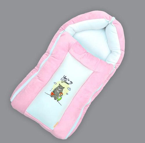 Baby Cotton Printed Carry Bed Cum Sleeping Bag 3 in 1 Pink
