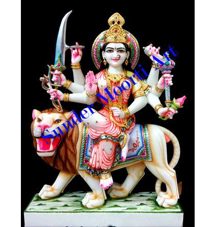 White Marble Durga Maa Moorti