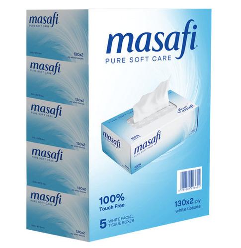 Masafi Facial Tissue Pack of 5 x 130 sheets x 2 Ply