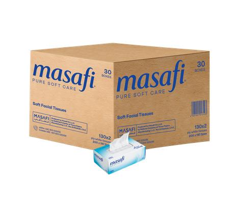 Masafi Facial Tissue Box of 30 x 130 Sheets x 2 Ply