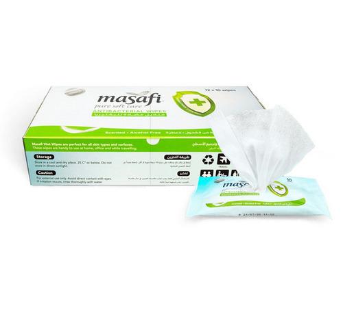 Masafi Antibacterial Wet Wipes Pack of 10 Sheets x 12