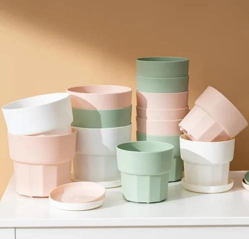 Plastic Flower pot with drainage plate (Model V10) table top flower pot