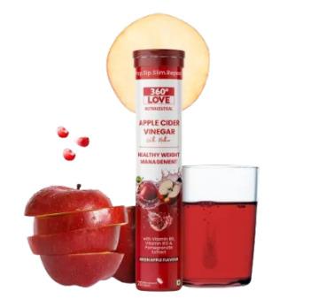 360 LOVE Apple Cider Vinegar Effervescent | Weight Management & Gut Health  (20 Tablets)