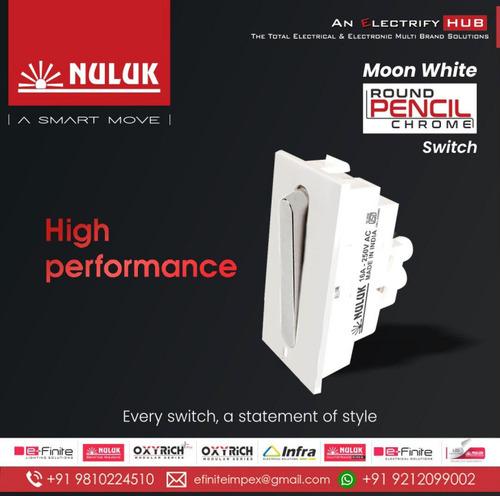 NULUK SWITCH - PENCIL ROUND CHROME - MOON WHITE