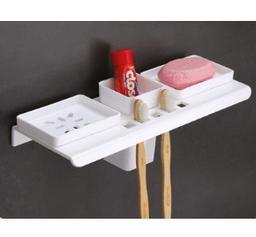 4 in 1 Double Soap Dish with Brush Holder