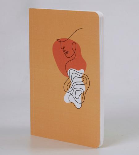 Lady Line art - A5 size Linen Texture Soft cover Notebooks/Journals
