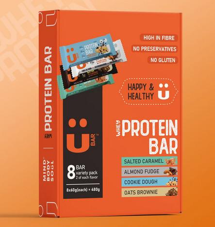 Variety Box - Ubar - 20 Grams Protein in each 60gm Bar (Pack of 8, 420gm)