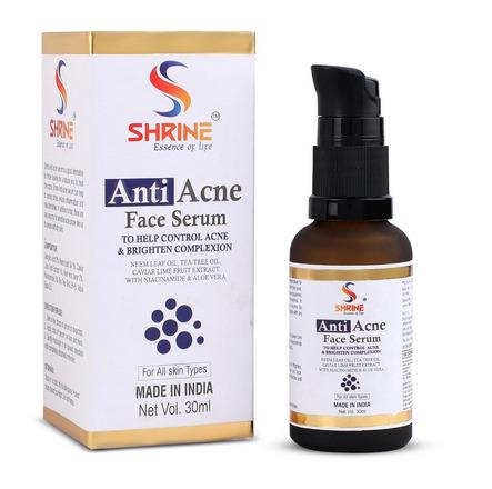 Shrine Anti Acne Face Serum-30ml Natural Neem Leaf Oil & Tea Tree Oil