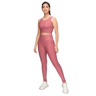 Ribbed Sports Bra and Leggings Set STY-32-C Pink