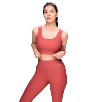 Ribbed Sports Bra and Leggings Set STY-32-C Coral
