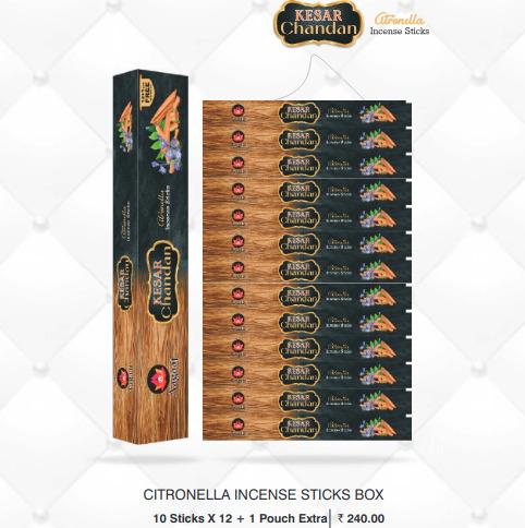 CITRONELLA INCENSE STICKS BOX KESAR CHANDAN