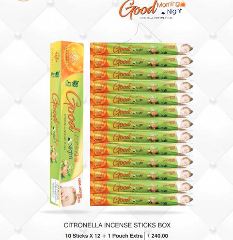 CITRONELLA INCENSE STICKS BOX GOOD MORNING GOOD NIGHT