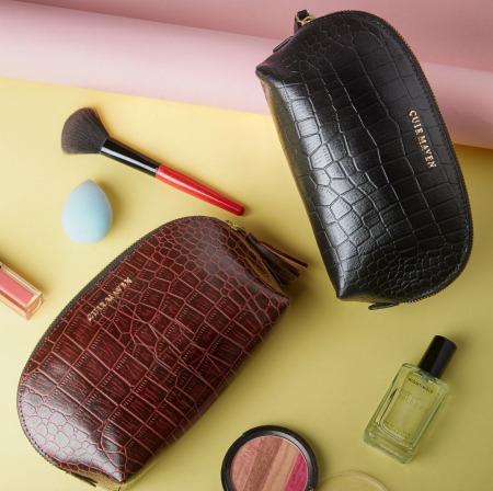 COSMETIC POUCHES LEATHER - Cow Croco