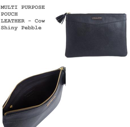 MULTI PURPOSE POUCH LEATHER - Cow Shiny Pebble