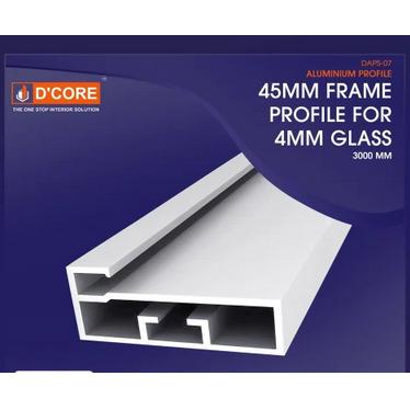 D Core 45mm Aluminium Glass Profile