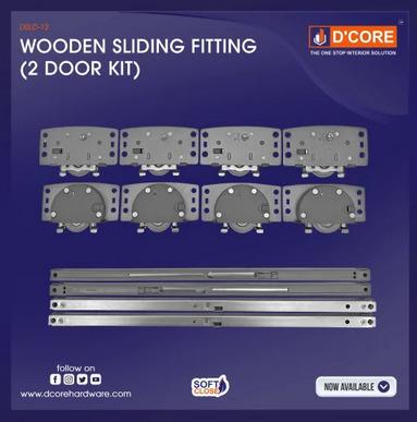 Stainless Steel D Core Black Wooden Sliding Fitting Door Kit