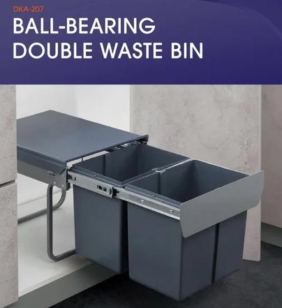 D Core Ball Bearing Double Waste Bin