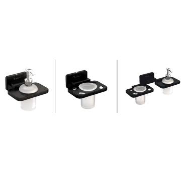 Lotion Dispenser and Tumbler Holder - Matt Black