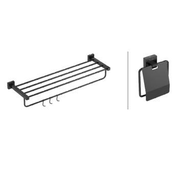 Towel Rack, Tissue Holder - Stainless Steel - PVD Black
