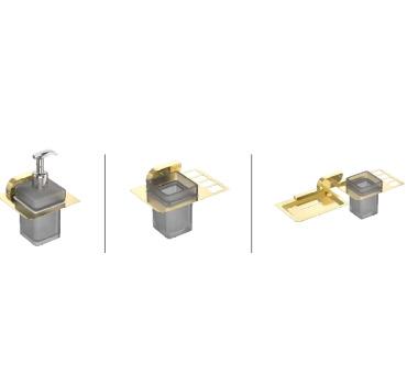 Soap Dish and Tumbler Holder, Brass & 304 Stainless Steel - PVD Gold