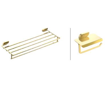 Towel Rack, Tissue Holder Brass & 304 Stainless Steel - PVD Gold