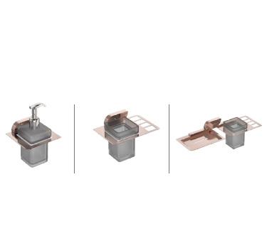 Soap Dish and Tumbler Holder, Leaf, Brass & 304 Stainless Steel - PVD Rose Gold