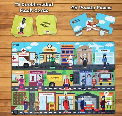 Jigsaw Jumble : Community Helpers| Jumbo Floor Puzzle with Flashcards