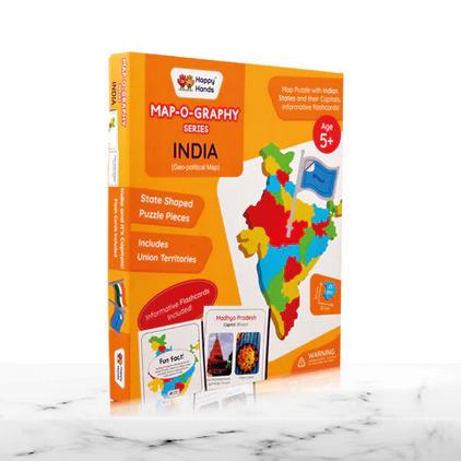 Map-o-graphy Series - India Map Puzzle | Foam Puzzle with Flags and Flashcards