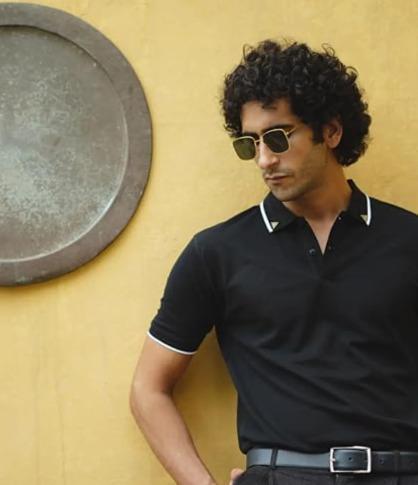 Classic Black Regular Fit Polo T Shirt for Men