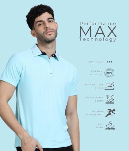 Sky Mint Poly Cotton Regular Fit Collar Polo T Shirt for Men
