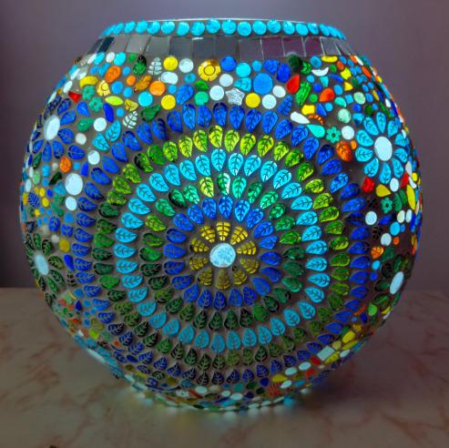 Mosaic Glass Purse Lamp