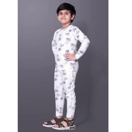 Grey Polycotton Printed T shirt And Pant