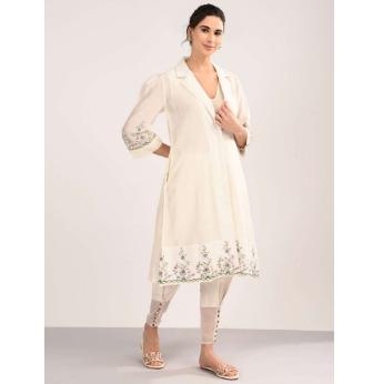 Ivory Floral Shirt Dress
