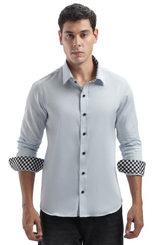 Light Blue Checks Detail Shirt