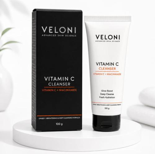 Veloni Vitamin C Cleanser | Vitamin C & Niacinamide Brightening Face Cleanser