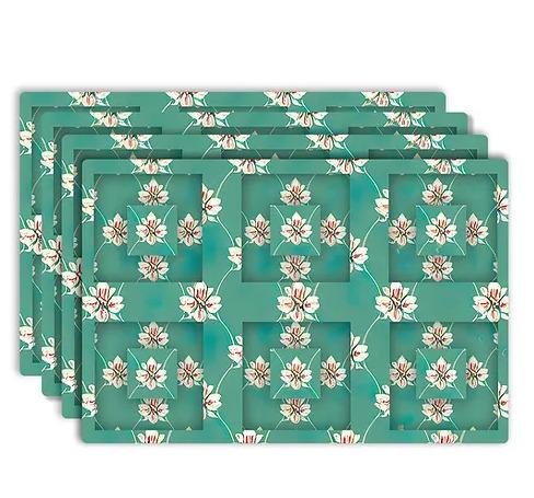 3D Lenticular Table Mat - Green Flower Theme Set of 4