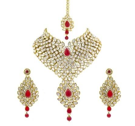 Gold Plated Meenakari Choker Necklace Set For Women & Girls