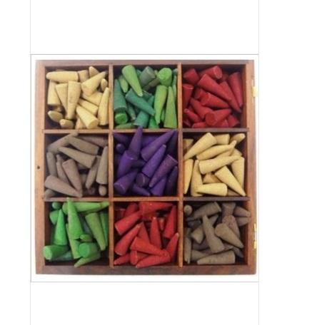 9 Block Incense Cones with Wooden Box