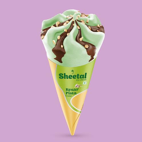 Kesar Pista Ice Cream Cone