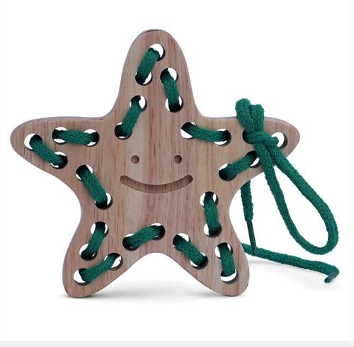Wooden Handcrafted Star Shaped Lacing Toy for Kids