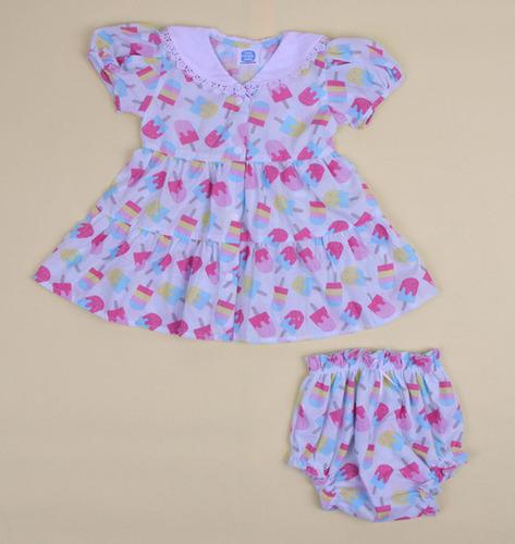 Candy Ice Cream Print Baby Frock with Bloomers - Soft Cotton Dress for Girls